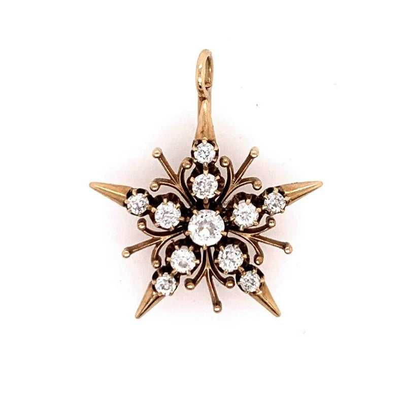 Victorian Gold 1 Carat Natural Old European Cut Diamond Pendant Circa 1920