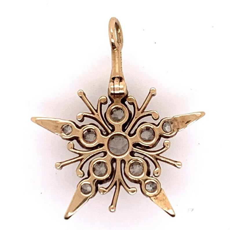 Victorian Gold 1 Carat Natural Old European Cut Diamond Pendant Circa 1920