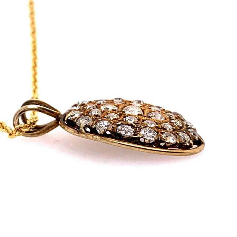 Victorian Gold Pendant 1.50 Carat Natural Old European Diamond Circa 1910