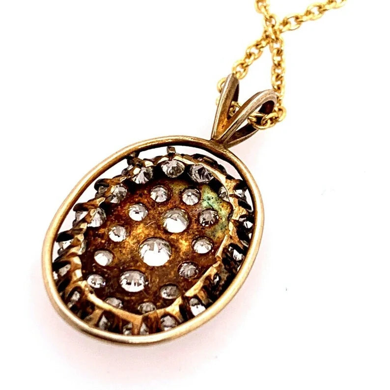 Victorian Gold Pendant 1.50 Carat Natural Old European Diamond Circa 1910