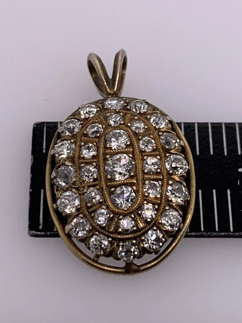 Victorian Gold Pendant 1.50 Carat Natural Old European Diamond Circa 1910