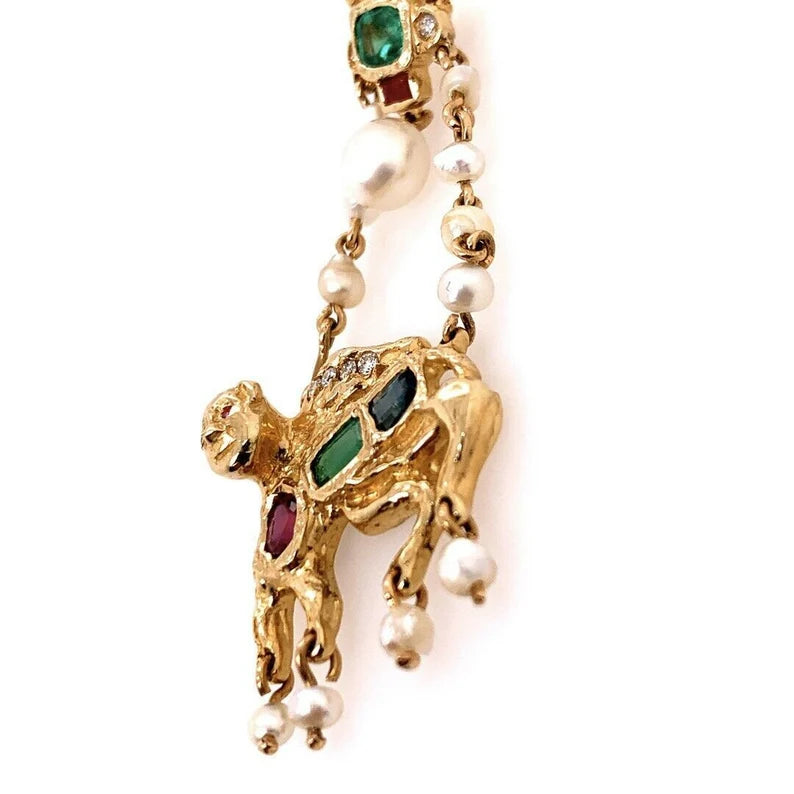 Retro Gold Camel Pendant 1.75 Carat Natural Diamond, Ruby, Emerald,Sapphire 1960