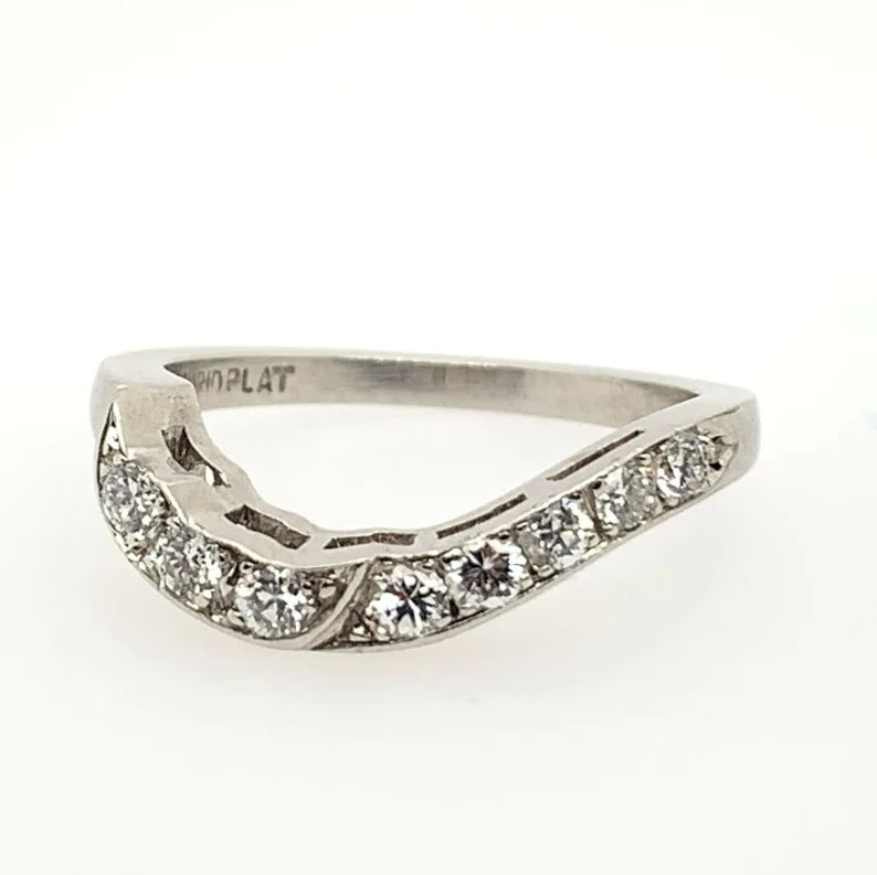 Vintage Platinum 1.85ct Natural Diamond Ring & Band Set Round Brilliant Estate