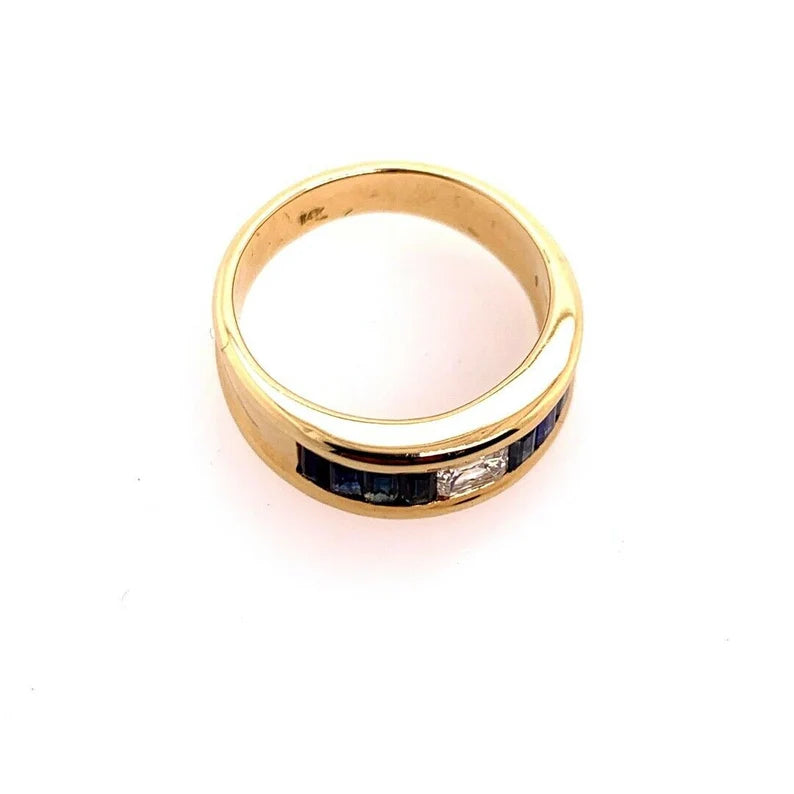 Retro Gold Cocktail Ring 1.4 Carat Natural Radiant Diamond & Sapphire Gem 1950