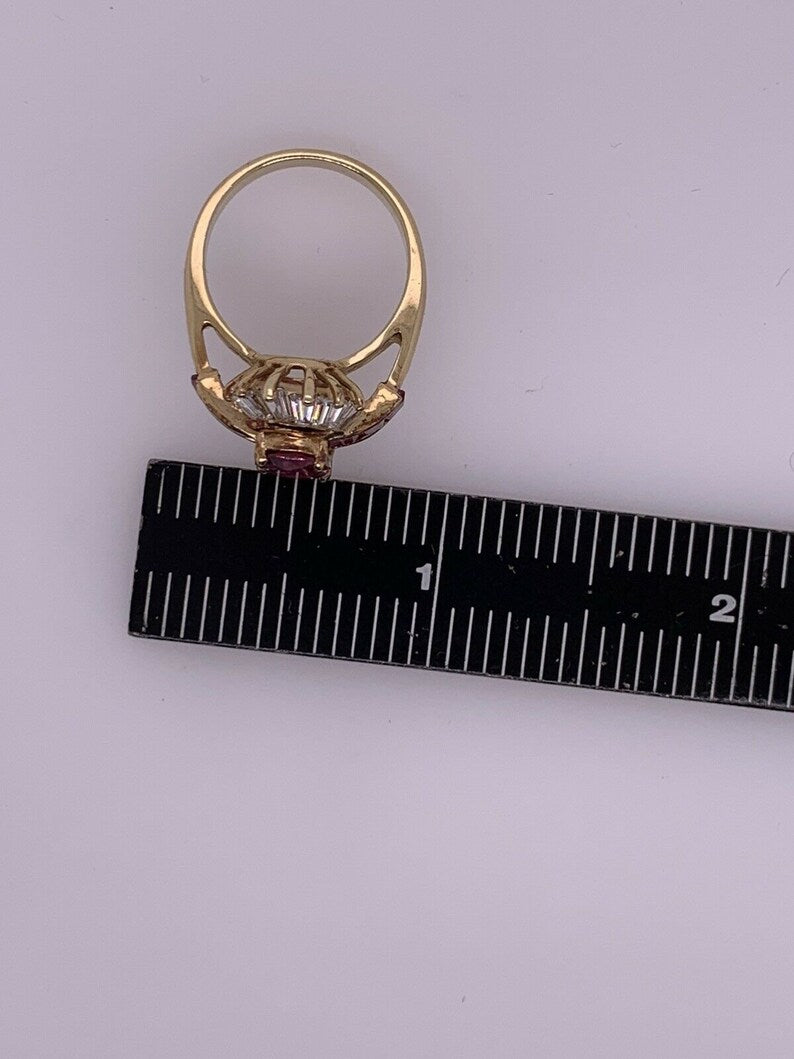 Retro Gold Cocktail Ring 3.25 Carat Natural Oval Gem Ruby & Diamond Circa 1950