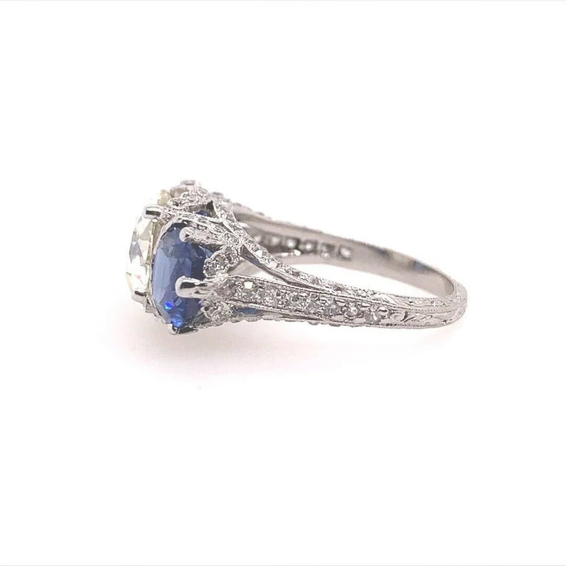 Art Deco Certified 2.48 Carat Natural Old European K VS Diamond Engagement Ring