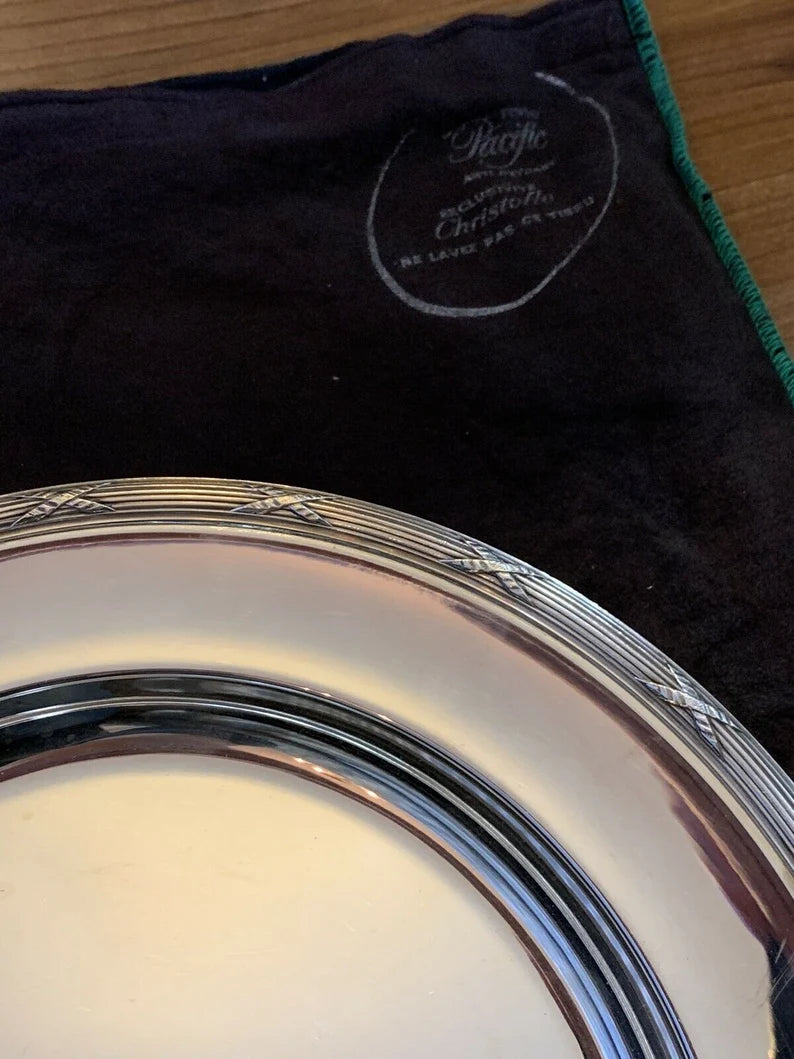 Vintage Christofle Paris France Sterling Silver Round Platter 925 Never Used