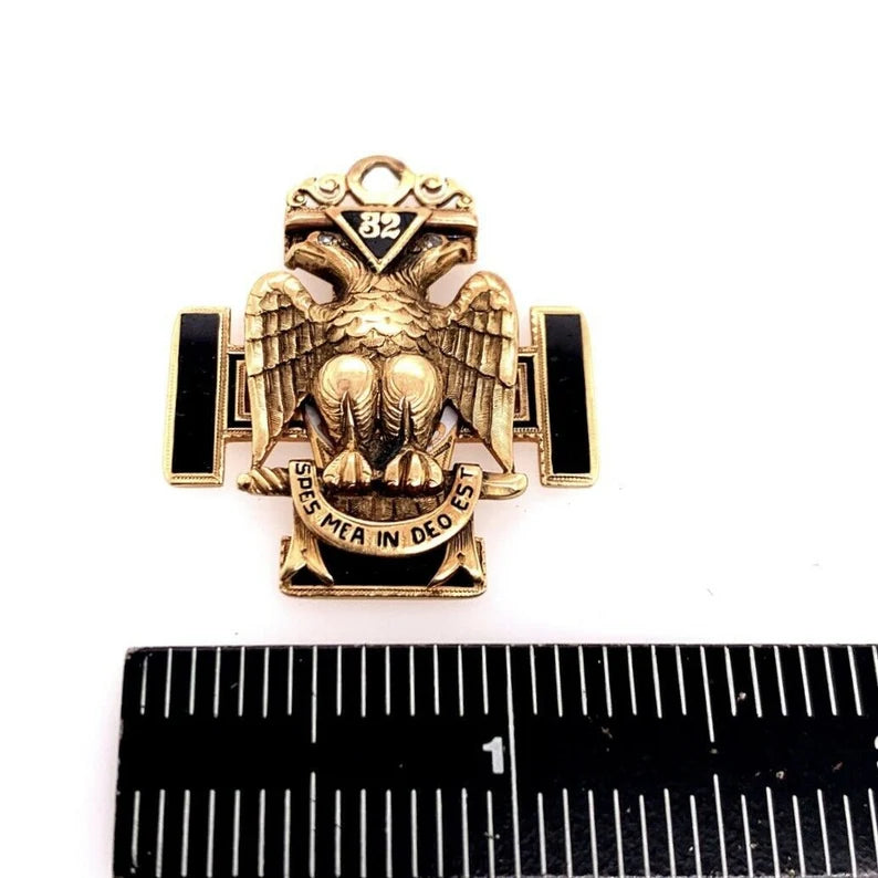Vintage 14k Gold Pendant Watch Fob Folding Always Faithful Eagle Marine 32 Mason