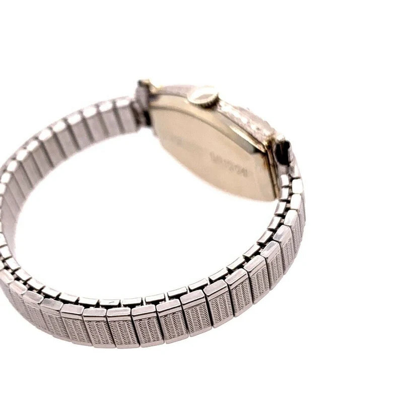 Ladies Platinum & Gold Longines Natural Diamond & Sapphire Manual Cocktail Watch