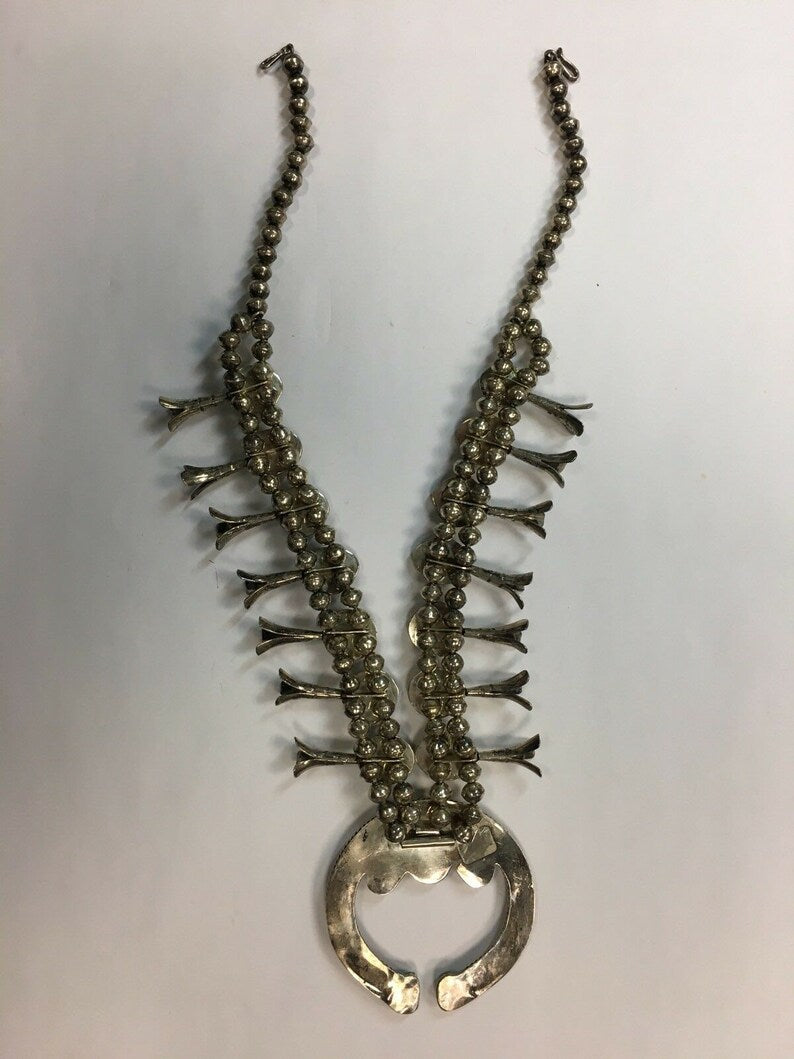 Sterling 925 Silver 204g Vintage Navajo Turquoise squash Estate Gem Stone Native