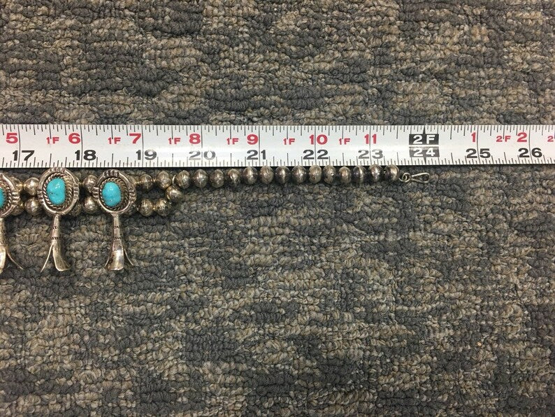 Sterling 925 Silver 204g Vintage Navajo Turquoise squash Estate Gem Stone Native