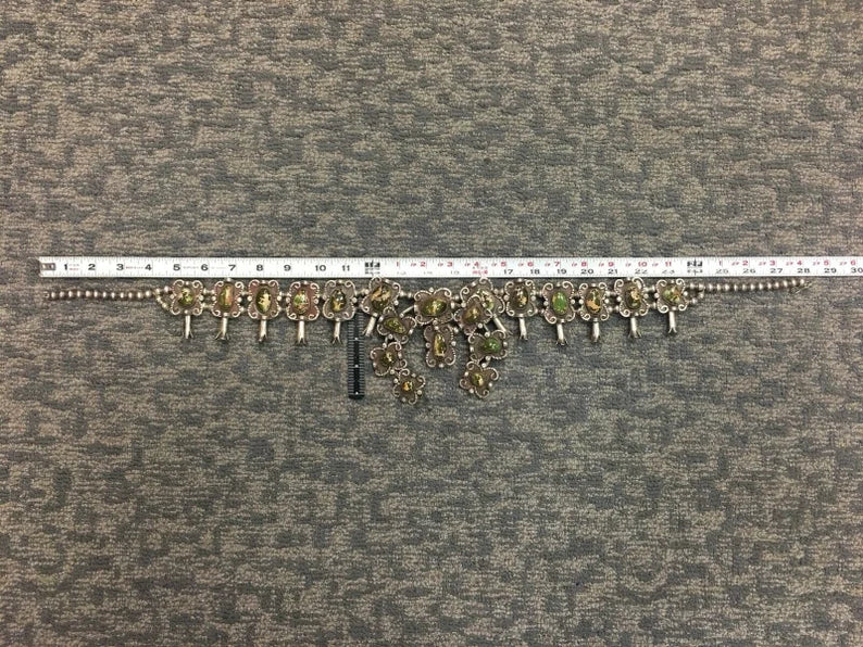 Sterling 925 Silver 481g Vintage Navajo AHIT like squash Estate Gem Stone Native