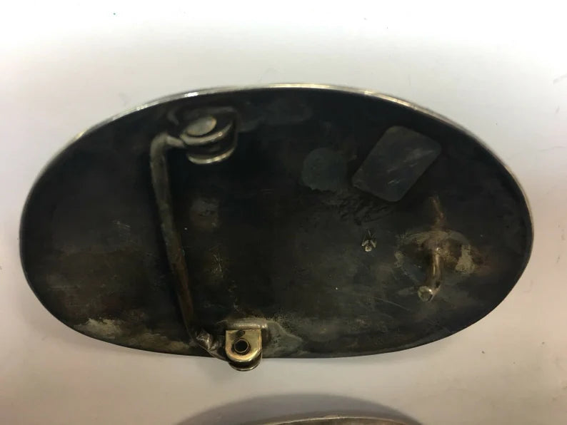 Antique Silver Belt 925 482.7g INLAY Turquoise Old Pawn CONCHO Estate Gem Stone