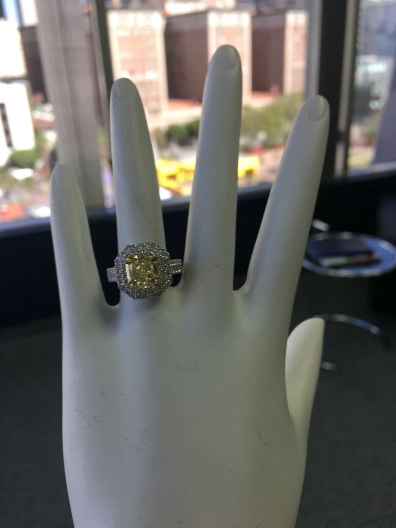 GIA Certified 2.48 Carat Natural Fancy Yellow Flawless Diamond Platinum Ring