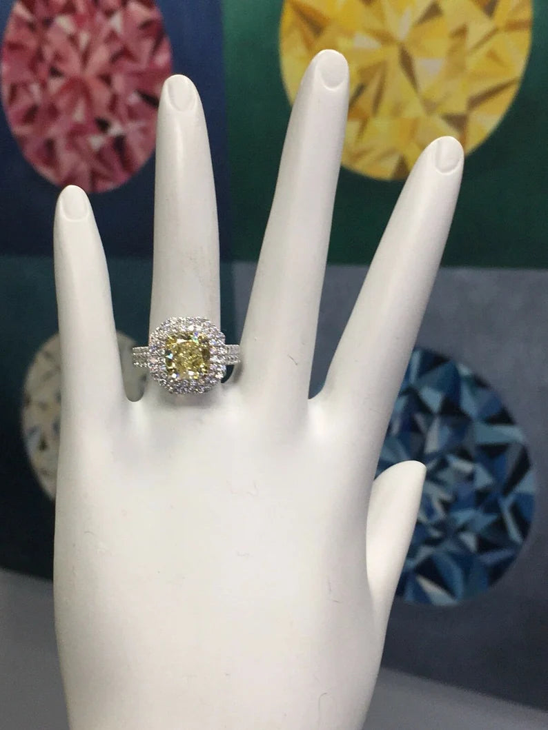 GIA Certified 2.48 Carat Natural Fancy Yellow Flawless Diamond Platinum Ring