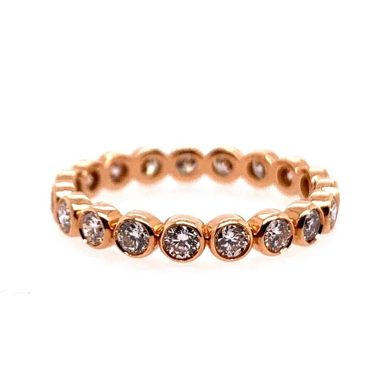 Modern Gold Ring 0.91 Carat Natural Colorless Diamond Eternity Engagement Band
