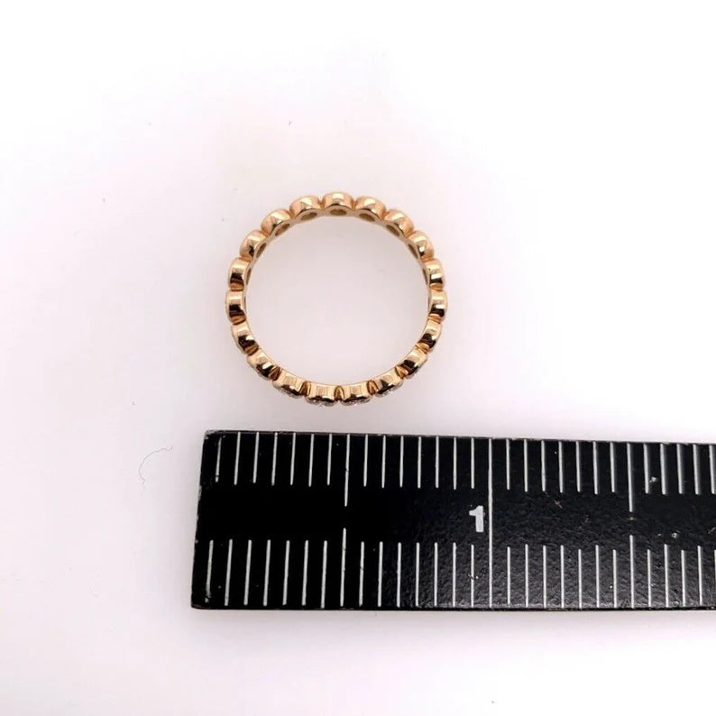 Modern Gold Ring 0.91 Carat Natural Colorless Diamond Eternity Engagement Band