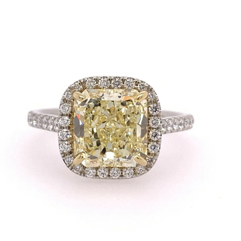 GIA Certified 2.64 Carat Natural Fancy Yellow VVS1 Diamond Plat Engagement Ring