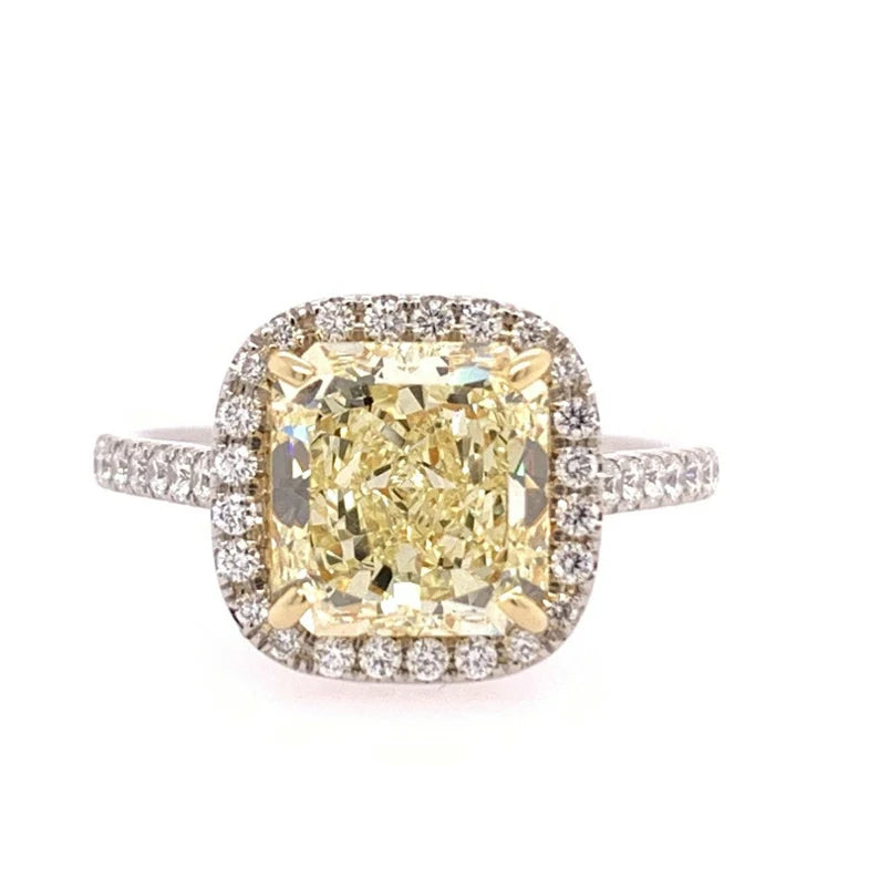 GIA Certified 2.64 Carat Natural Fancy Yellow VVS1 Diamond Plat Engagement Ring