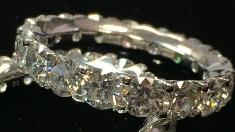 Platinum 4 Carat Round Brilliant Natural Colorless VVS Diamond Eternity Band