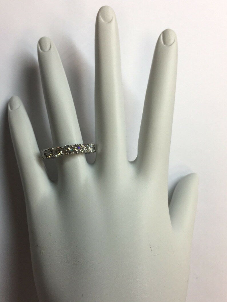 Platinum 4 Carat Round Brilliant Natural Colorless VVS Diamond Eternity Band