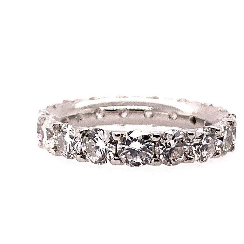 Platinum 4 Carat Round Brilliant Natural Colorless VVS Diamond Eternity Band