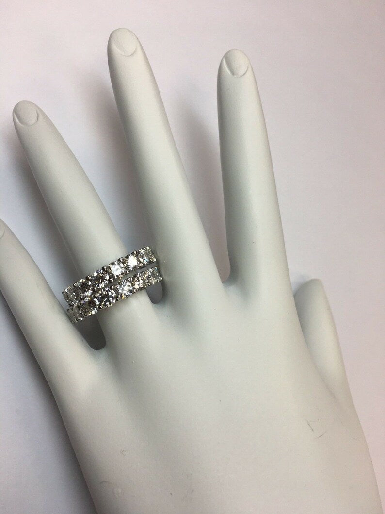 Platinum 4 Carat Round Brilliant Natural Colorless VVS Diamond Eternity Band