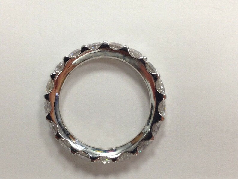 Platinum 4 Carat Round Brilliant Natural Colorless VVS Diamond Eternity Band