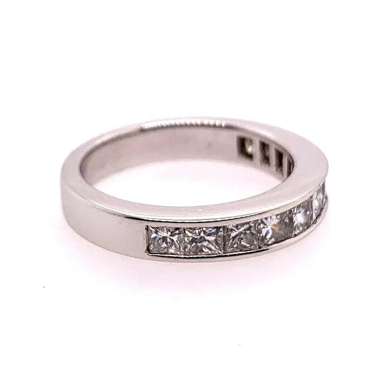 Modern Gold Ring 1.90 Carat Princess Natural Colorless Diamond Engagement Band