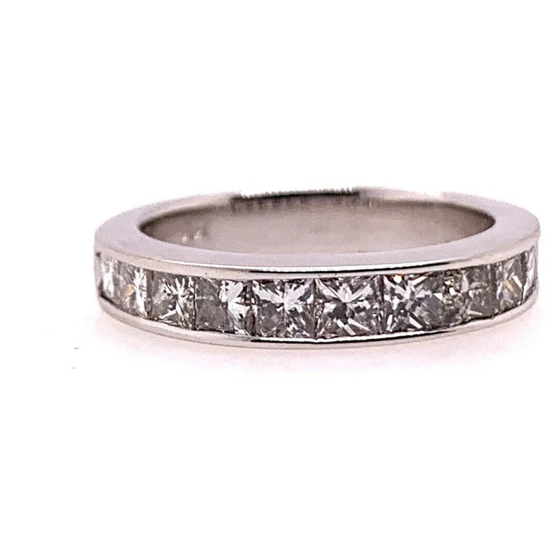 Modern Gold Ring 1.90 Carat Princess Natural Colorless Diamond Engagement Band