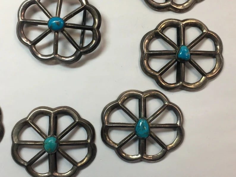 Estate Silver 357.73g Natural Turquoise Native Vintage Belt Buckle Set Gem Stone