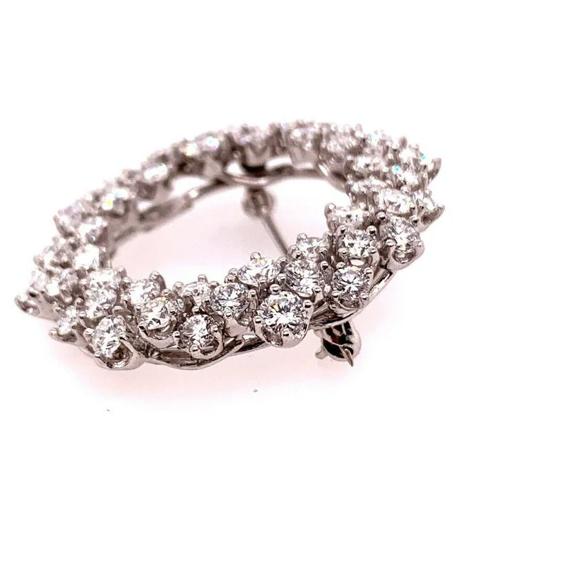 Modern Platinum Brooche 4.50 Carat Natural Round Collection Diamonds Circa 1980