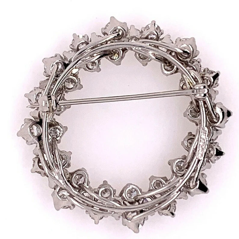 Modern Platinum Brooche 4.50 Carat Natural Round Collection Diamonds Circa 1980