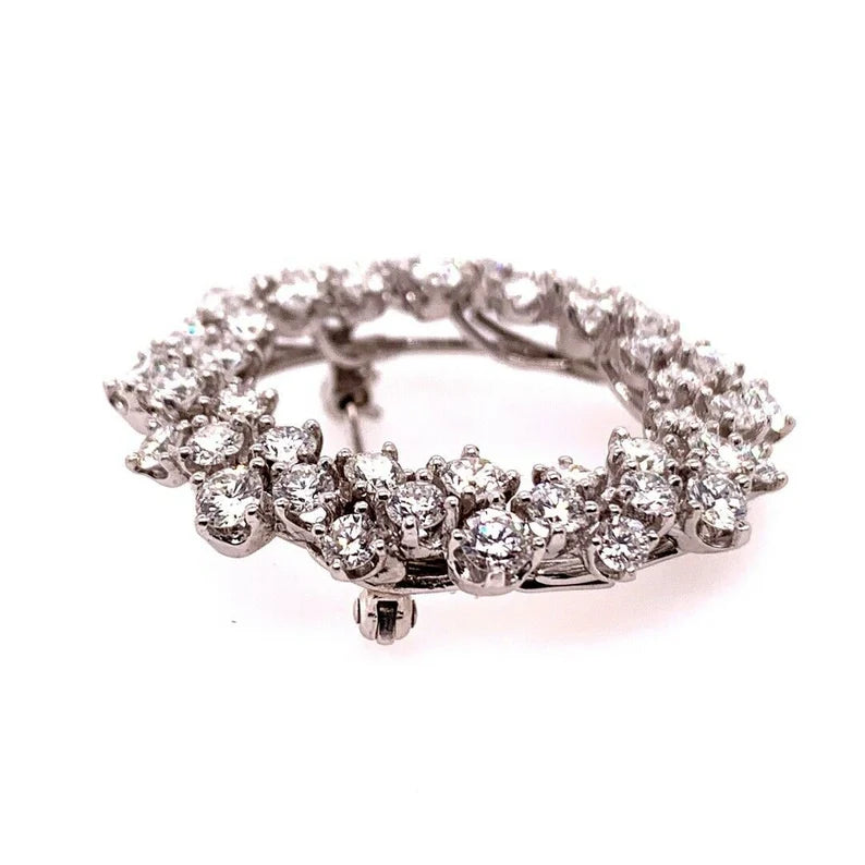 Modern Platinum Brooche 4.50 Carat Natural Round Collection Diamonds Circa 1980
