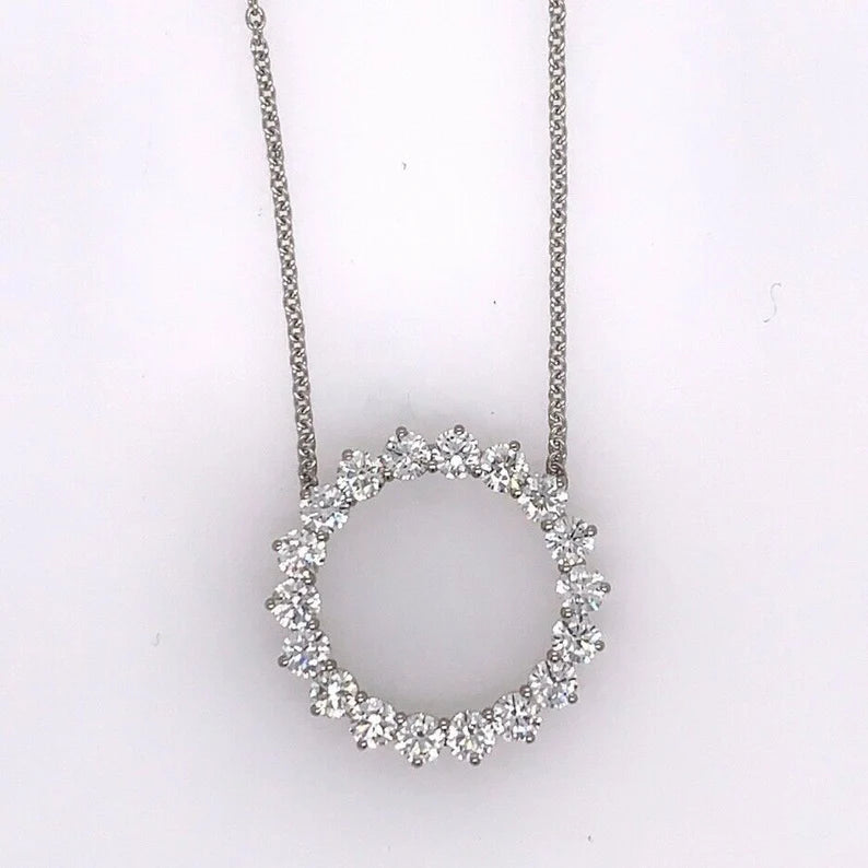Platinum 2.32 Carat Natural Colorless Round Brilliant Diamond Modern Pendant