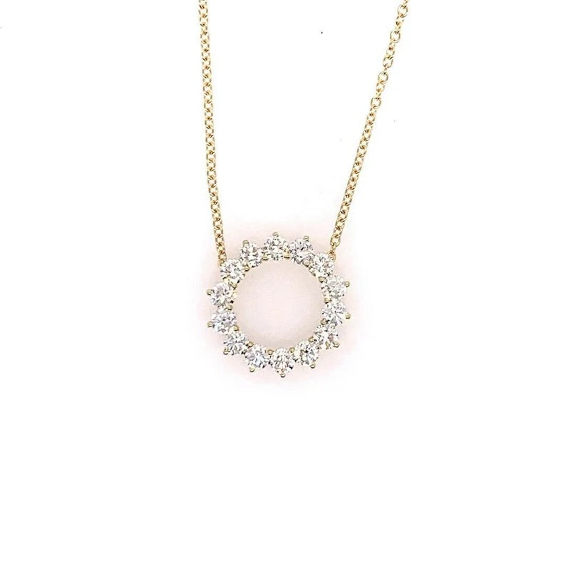 Modern Yellow Gold 1.28 Carat Natural Round Brilliant Diamond Hand Craft Pendant