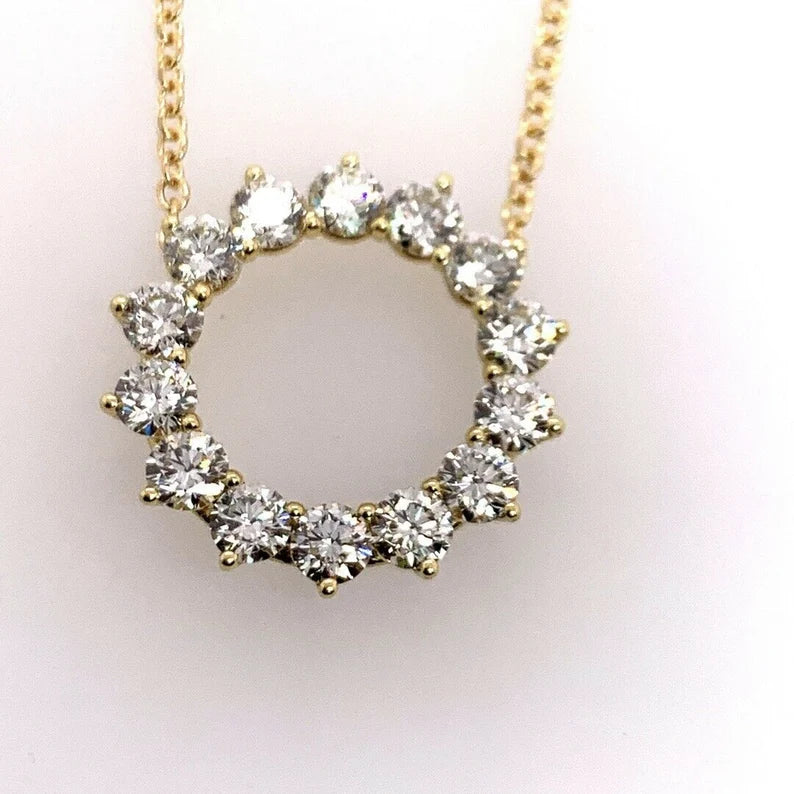 Modern Yellow Gold 1.28 Carat Natural Round Brilliant Diamond Hand Craft Pendant