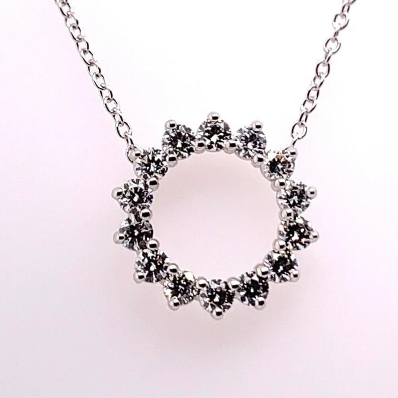 White Gold .51 Carat Natural Colorless VS Round Brilliant Diamond Modern Pendant