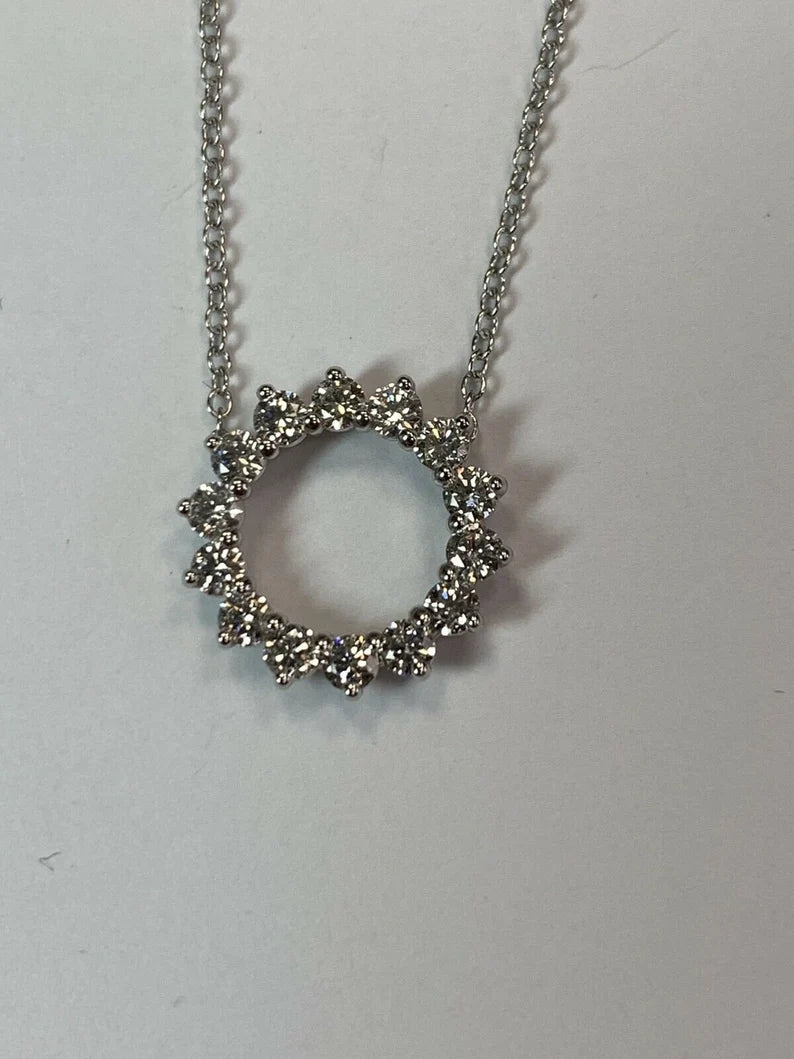 White Gold .51 Carat Natural Colorless VS Round Brilliant Diamond Modern Pendant