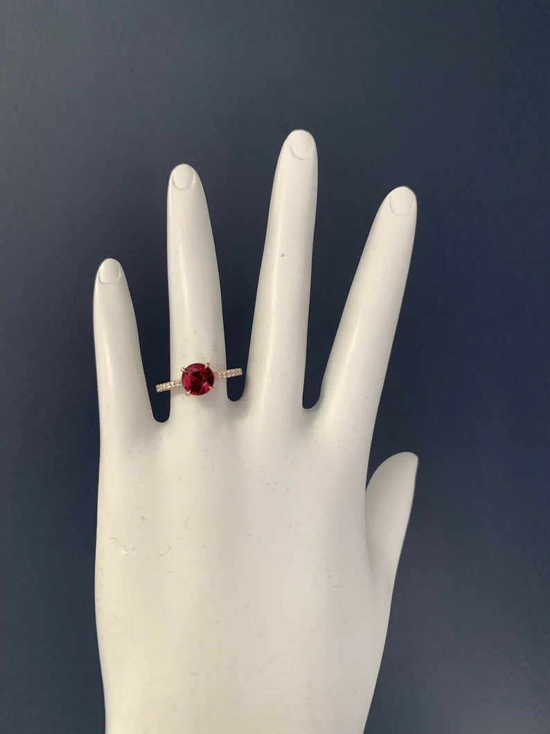 1.93ct Natural GIA Cert 18k Rose Gold Ruby & Diamond Engagement Ring Gem Stone