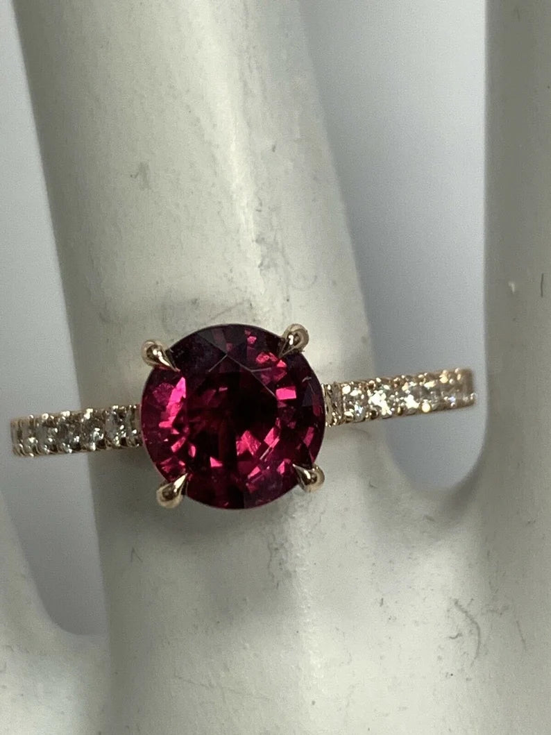 1.93ct Natural GIA Cert 18k Rose Gold Ruby & Diamond Engagement Ring Gem Stone