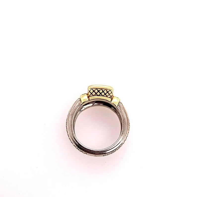 Judith Ripka Natural Diamond and 8mm Cushion Grape Garnet Cocktail Estate Ring