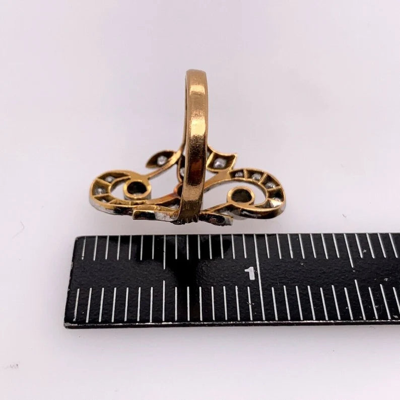 Mid Century Gold 1.35 Carat Natural Round Colorless Diamond Ring Circa 1950