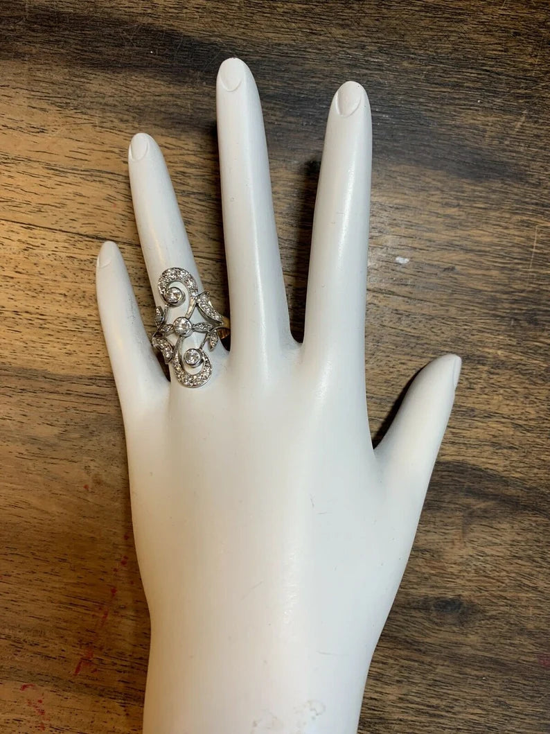 Mid Century Gold 1.35 Carat Natural Round Colorless Diamond Ring Circa 1950