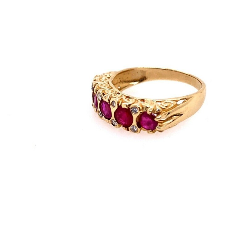 Retro Gold Cocktail Ring 1.10 Carat Round Natural Ruby & Diamond Gem Circa 1960
