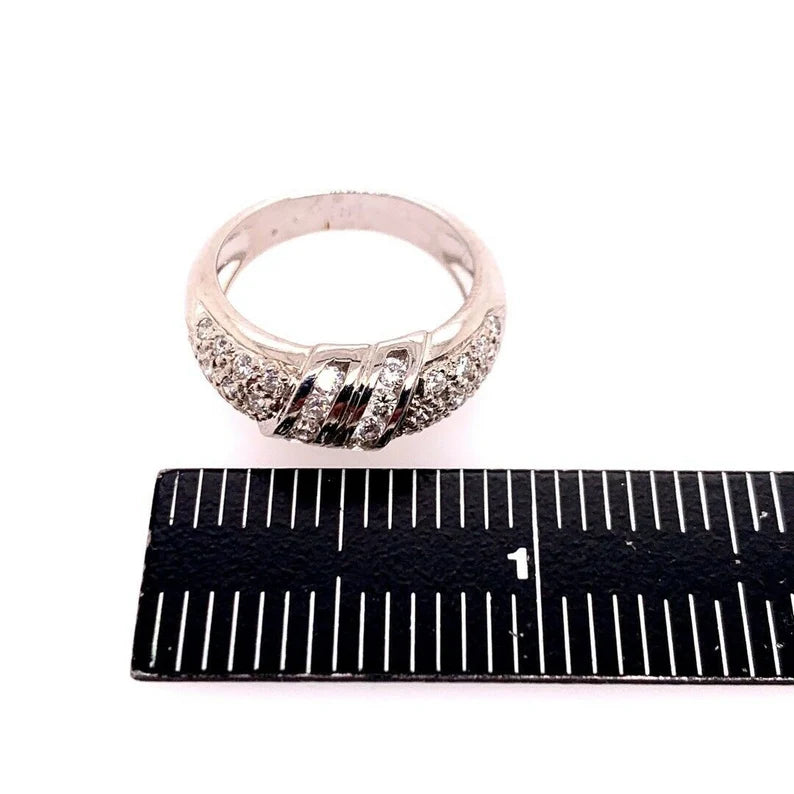 Modern Gold Cocktail Band 1 Carat Natural Colorless Diamond Gem Ring Circa 1980