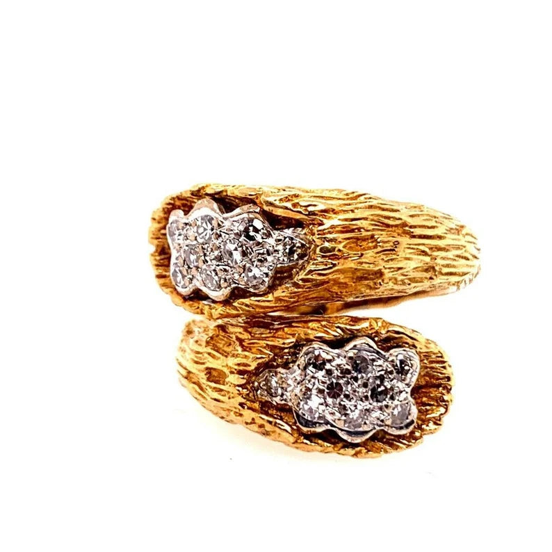 Retro Gold Cocktail Ring 0.35 Natural Single Cut Colorless Diamond Circa 1950