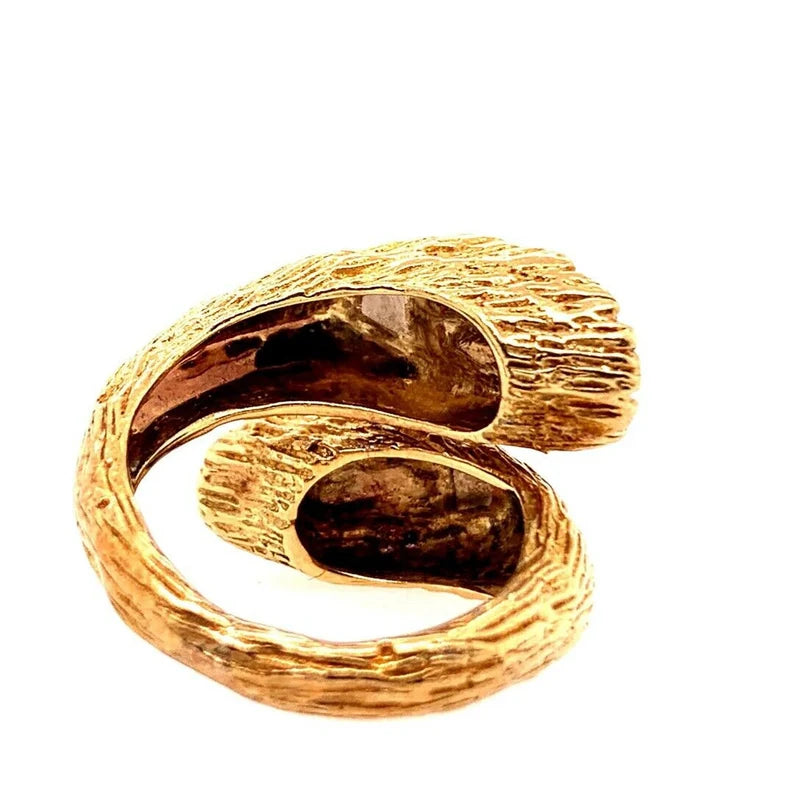 Retro Gold Cocktail Ring 0.35 Natural Single Cut Colorless Diamond Circa 1950