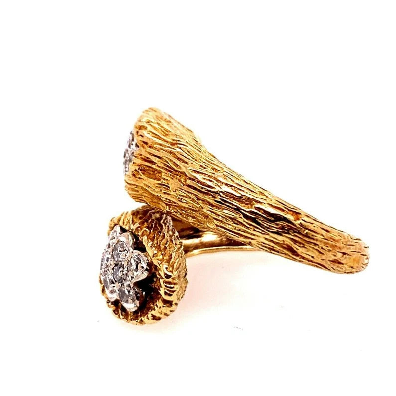 Retro Gold Cocktail Ring 0.35 Natural Single Cut Colorless Diamond Circa 1950