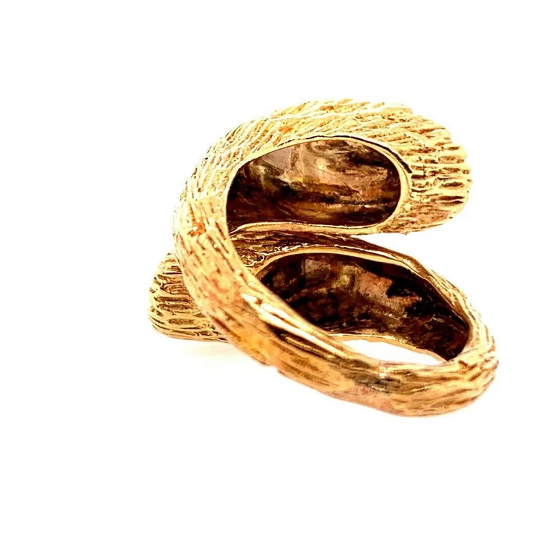 Retro Gold Cocktail Ring 0.35 Natural Single Cut Colorless Diamond Circa 1950